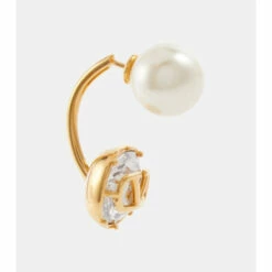 Valentino VLogo Faux Pearl And Crystal Single Earring