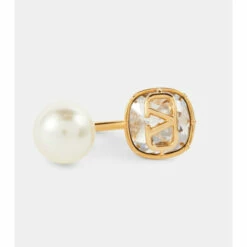 Valentino VLogo Faux Pearl And Crystal Single Earring -Deals Valentino Store unnamed file 1111