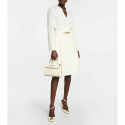 Valentino VLogo Chain Wool And Silk Midi Skirt