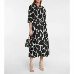 Valentino Printed Cotton And Silk Midi Dress