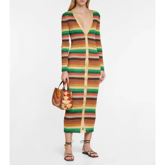 Valentino Lurex® Striped V-neck Midi Dress 3 Valentino Lurex® Striped V-neck Midi Dress