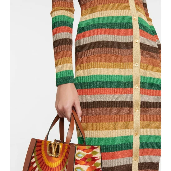 Valentino Lurex® Striped V-neck Midi Dress 6 Valentino Lurex® Striped V-neck Midi Dress - Image 4