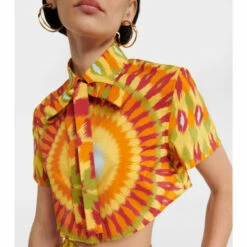 Valentino Printed Silk And Cotton Crop Top -Deals Valentino Store unnamed file 1221