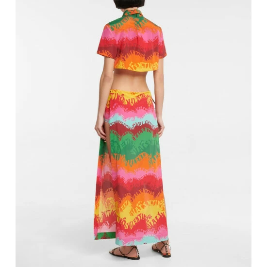 Valentino Printed Silk And Cotton Crop Top 4 Valentino Printed Silk And Cotton Crop Top - Image 2