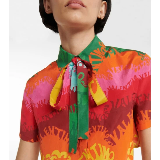 Valentino Printed Silk And Cotton Crop Top 6 Valentino Printed Silk And Cotton Crop Top - Image 4