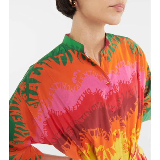 Valentino Printed Silk And Cotton Midi Dress 5 Valentino Printed Silk And Cotton Midi Dress - Image 3