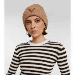 Valentino Ribbed-knit Embellished Cashmere Beanie