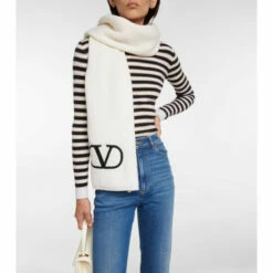 Valentino VLogo Ribbed-knit Virgin Wool Scarf