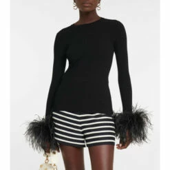Valentino Feather-trimmed Ribbed-knit Top -Deals Valentino Store unnamed file 1370