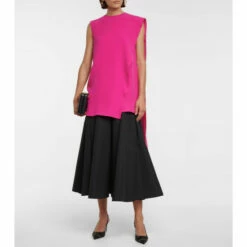 Valentino Pleated Cotton-blend Midi Skirt