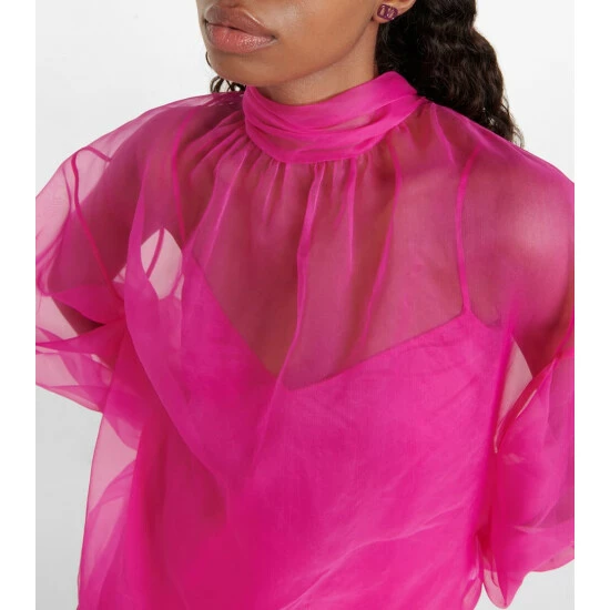 Valentino Tie-neck Silk Organza Blouse 6 Valentino Tie-neck Silk Organza Blouse - Image 4