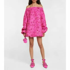 Valentino Embellished Off-shoulder Minidress