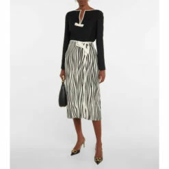 Valentino Zebra-print Wool-blend Midi Skirt