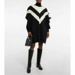 Valentino Striped Virgin Wool Poncho