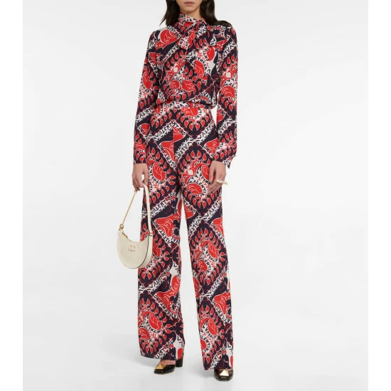 Valentino Printed Crêpe De Chine Wide-leg Pants 3 Valentino Printed Crêpe De Chine Wide-leg Pants