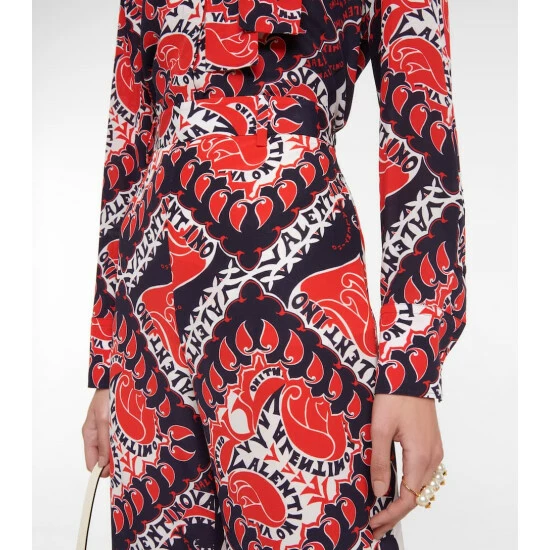 Valentino Printed Crêpe De Chine Wide-leg Pants 5 Valentino Printed Crêpe De Chine Wide-leg Pants - Image 3