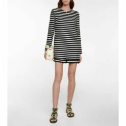 Valentino VGOLD Striped Wool-blend Playsuit