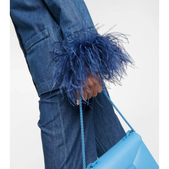 Valentino Feather-trimmed Denim Jacket 6 Valentino Feather-trimmed Denim Jacket - Image 4