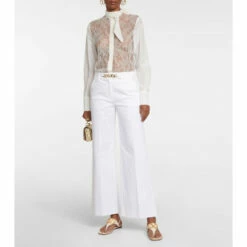 Valentino VLogo Cotton Mid-rise Wide-leg Pants