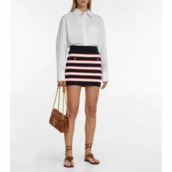 Valentino Striped Cotton Knit Miniskirt