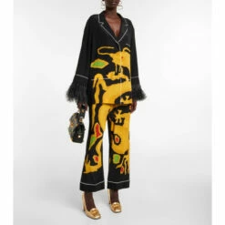 Valentino Feather-trimmed Silk Crêpe De Chine Shirt