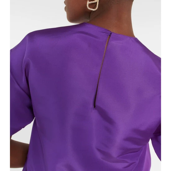 Valentino Gathered Silk Midi Dress 8 Valentino Gathered Silk Midi Dress - Image 6