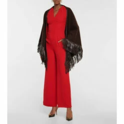 Valentino Leather-trimmed Cashmere Shawl