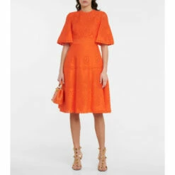 Valentino Cotton Lace Midi Dress