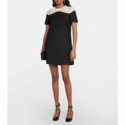 Valentino Crêpe Couture Lace-trimmed Minidress