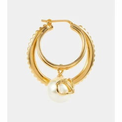 Valentino VLogo Faux Pearl Hoop Earrings