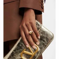 Valentino VLogo Faux Pearl And Crystal Ring