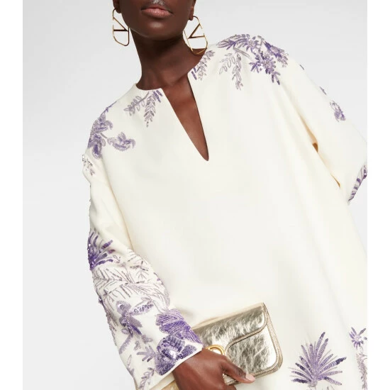 Valentino Wool And Silk Embellished Midi Dress 5 Valentino Wool And Silk Embellished Midi Dress - Image 3