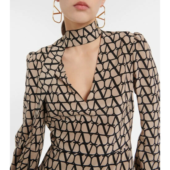 Valentino VLogo Print Silk Midi Dress 5 Valentino VLogo Print Silk Midi Dress - Image 3