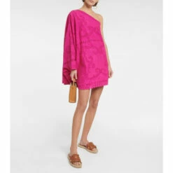 Valentino Cutwork One-shoulder Cotton-blend Minidress