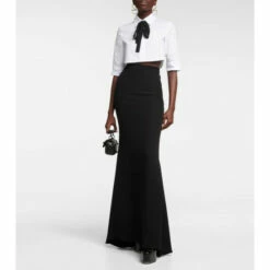 Valentino Tie-neck Cropped Cotton Shirt