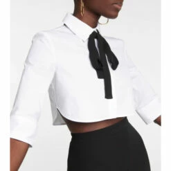 Valentino Tie-neck Cropped Cotton Shirt -Deals Valentino Store unnamed file 591
