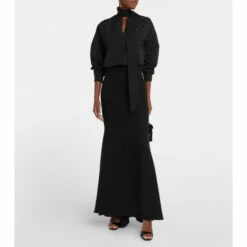 Valentino Scarf Neckline Cotton-blend Shirt