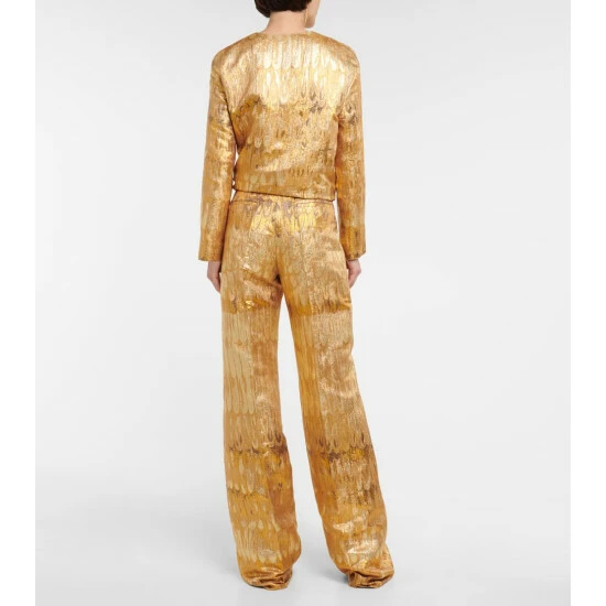 Valentino Golden Wings Wide-leg Brocade Pants 4 Valentino Golden Wings Wide-leg Brocade Pants - Image 2