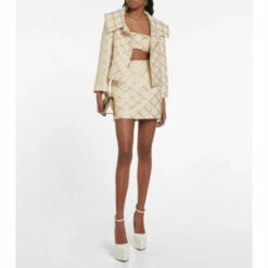 Valentino Wool-blend Brocade Crop Top