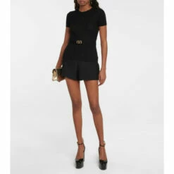 Valentino Belted Ribbed-knit Wool Top