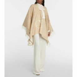 Valentino Logo Jacquard Wool-blend Poncho