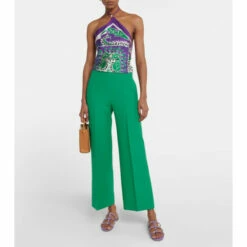 Valentino Scarf-print Halterneck Silk Top