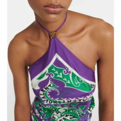 Valentino Scarf-print Halterneck Silk Top -Deals Valentino Store unnamed file 716