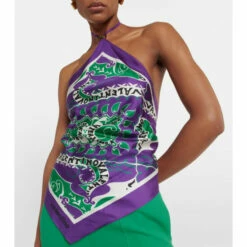Valentino Scarf-print Halterneck Silk Top -Deals Valentino Store unnamed file 717