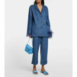 Valentino Drawstring Wide-leg Denim Pants