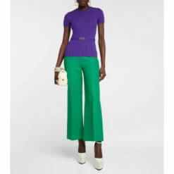 Valentino Belted Ribbed-knit Wool Top