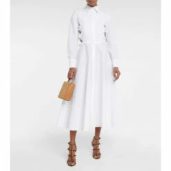 Valentino Bow-embellished Cotton Shirt Dress