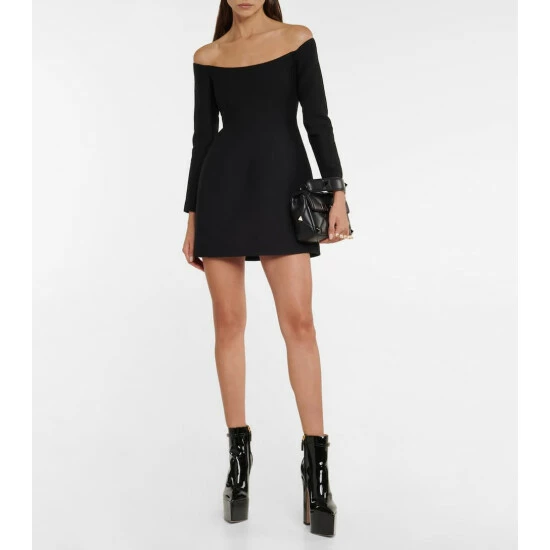 Valentino Off-the-shoulder Crêpe Minidress 3 Valentino Off-the-shoulder Crêpe Minidress