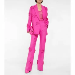 Valentino Appliquéd Wool And Silk Crêpe Pants