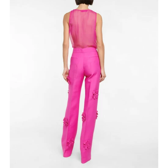 Valentino Appliquéd Wool And Silk Crêpe Pants 4 Valentino Appliquéd Wool And Silk Crêpe Pants - Image 2